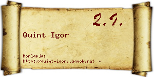 Quint Igor névjegykártya
